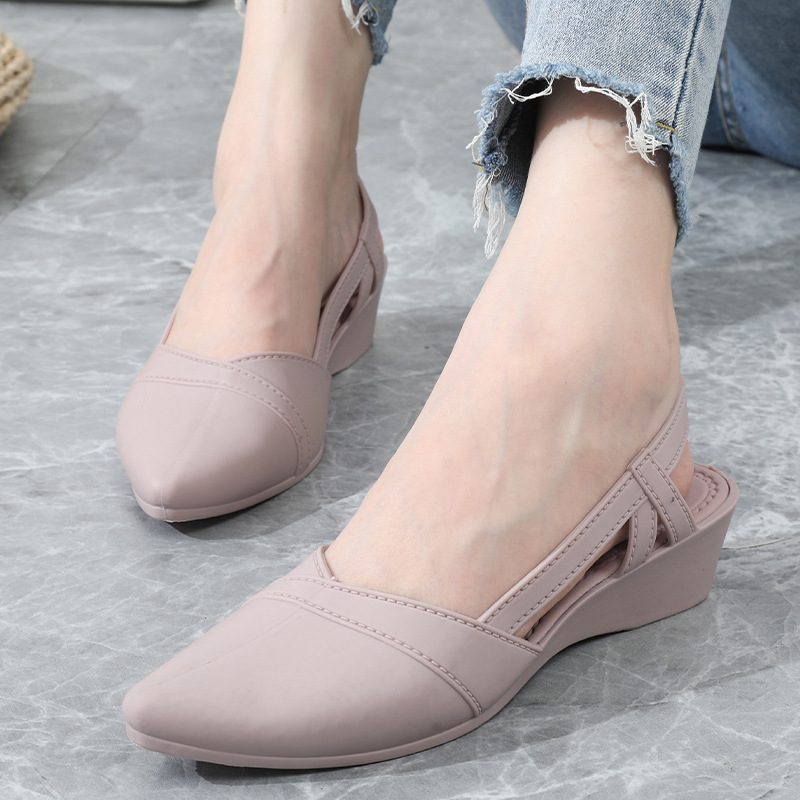 Women's Summer Wedge Sandals for Students Fairy Style Outwear Fashion All-match Trendy Lady Style Korean Style Internet Celebrity Pointed Toe Sandals