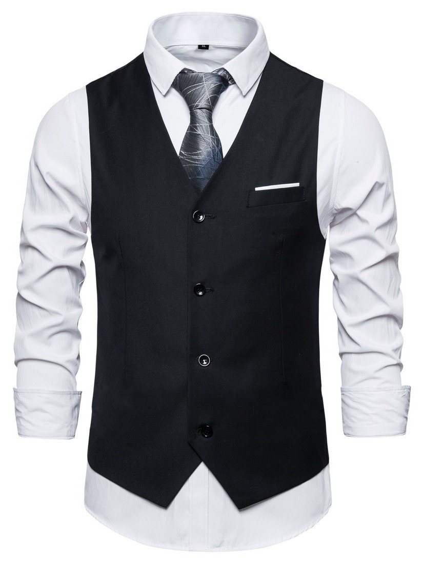 Retro British slim fit men's suit vest casual business professional vest Korean style youth business suit vest