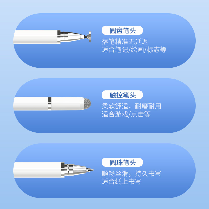 Magnetic three-in-one touch pen adsorption tablet capacitive pen suitable for ipad Apple Huawei mobile phone stylus