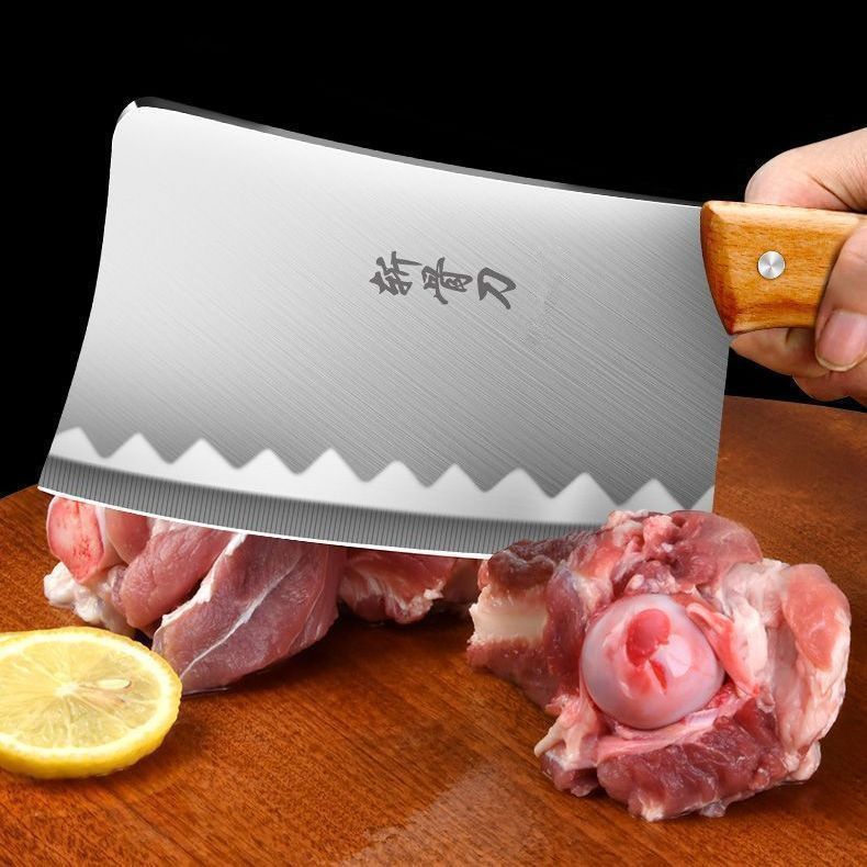 Kitchen Knife for Home Use, Chopping Knife with Solid Wood Handle, Bone Cleaver, Sharp Stainless Steel Meat and Vegetable Knife, Bone Cutting Tool