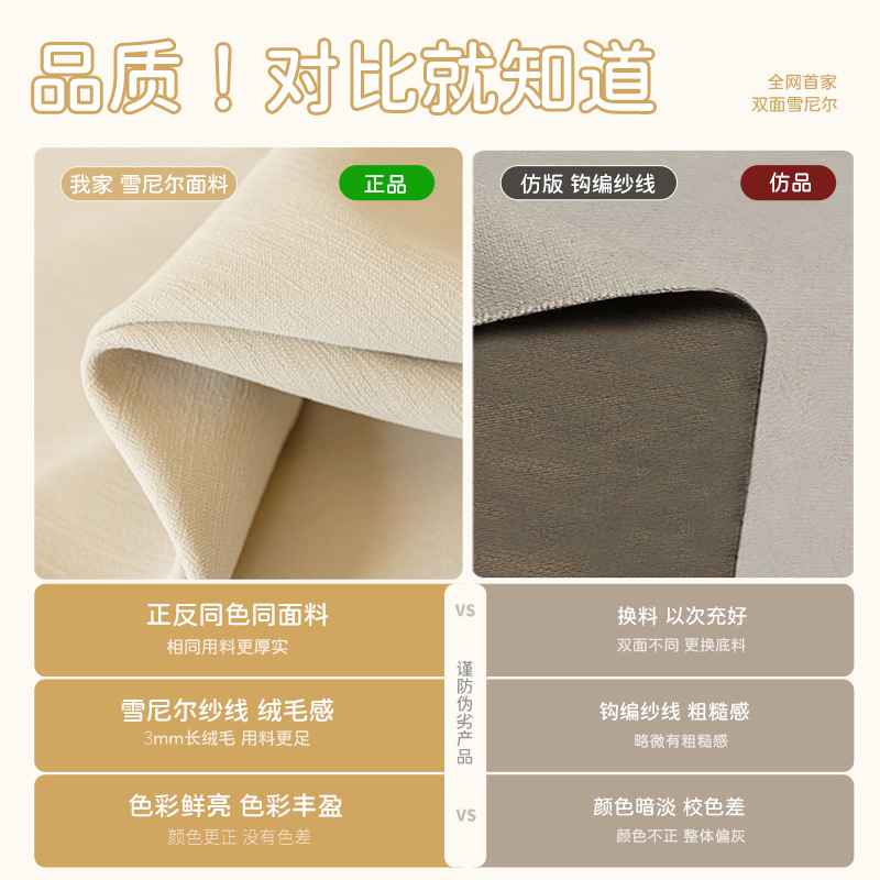 Double-Sided Chenille Curtains for Bedroom, High-End, Same-Color Chenille on Both Sides, Full Blackout Balcony Living Room Thickened Curtains