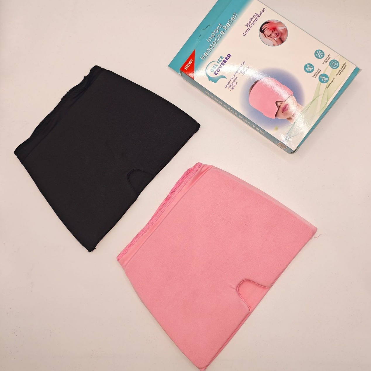 Migraine Relief Hat Double-Layer Gel Hot and Cold Compress Mask Ice Pack Sleep Hood Relieves the Feeling of Coolness