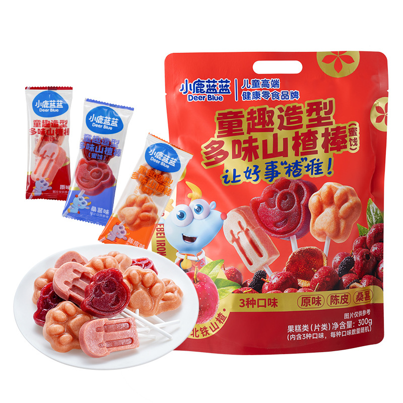 Fawn Blue and Blue Children's Fun Shape Multi-flavor Hawthorn Fruit Stick Dried Mulberry Hawthorn Fruit Dried Without Flavor Pigment