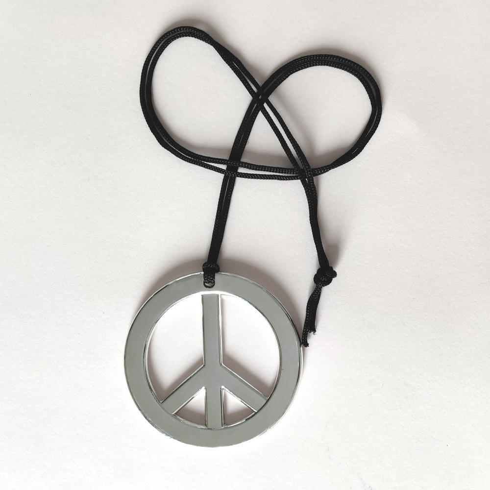 Cross-border Exaggerated Gold Silver Color Peace Earrings Necklace Halloween Plastic Earrings Costume Accessories