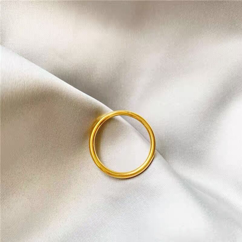 No fading gold ring ancient method inheritance solid ring women frosted matte ring smooth source factory wholesale