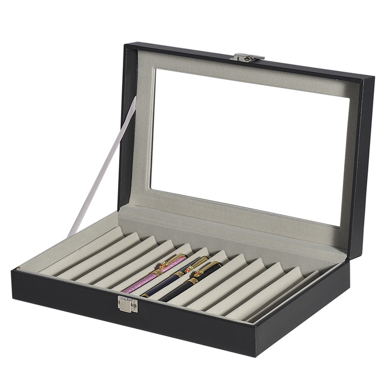 In stock wholesale pen box display display box PU leather vintage pen storage collection high-end pen storage gift box