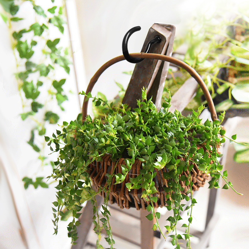 Cross-border ceiling hook flower basket cup screw-in self-tapping question mark light hook black and white dip plastic cup hook