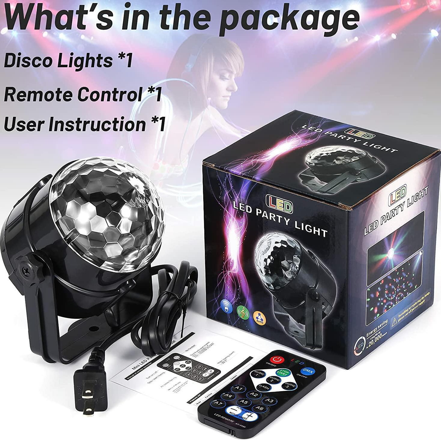 Remote control small magic ball LED mini crystal DJ stage star projection lamp colorful rotating atmosphere laser KTV lamp