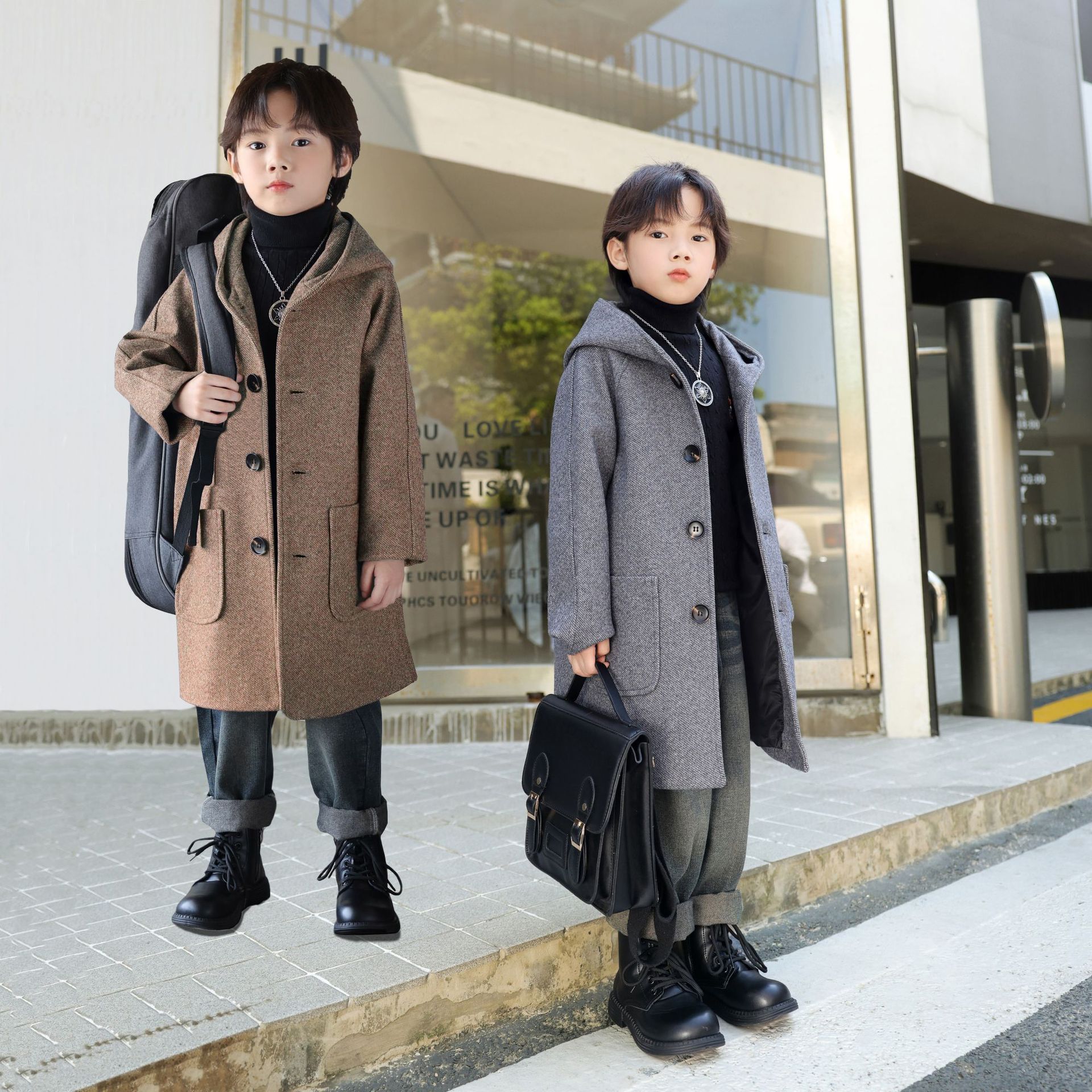 Шершавая куртка для мальчиков 2024, новая утолщенная зимняя куртка корейского стиля