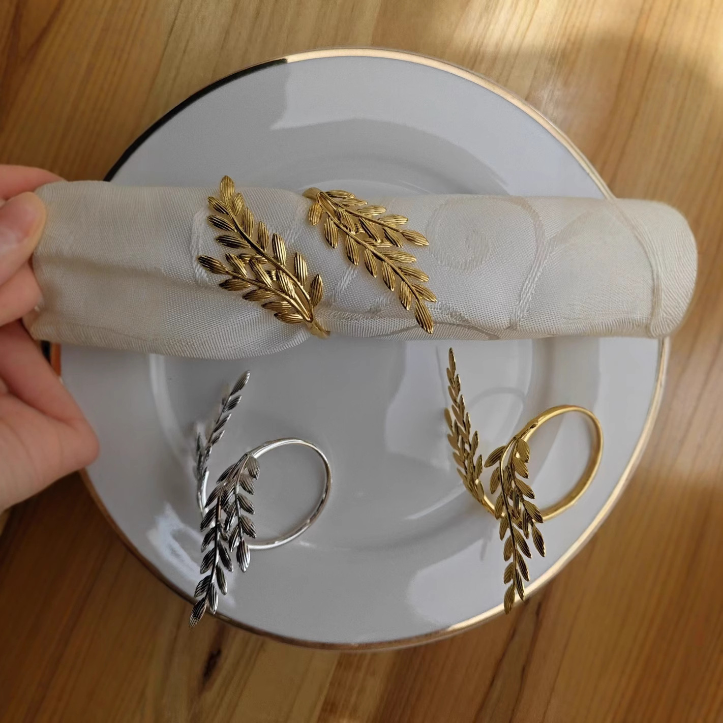 Hotel jewelry napkin buckle simulation wheat leaf napkin ring