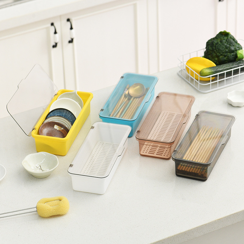 Контейнер для палочек с крышкой, дренажный, пылезащитный, многофункциональная коробка для кухни