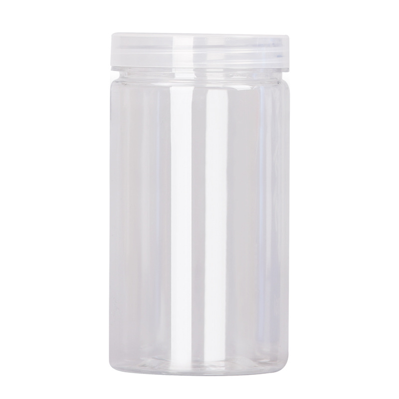 Manufacturer Spot Wholesale Pet Plastic Bottle Packaging Sealed Jar Transparent Lid Wide Mouth Round Storage Bucket