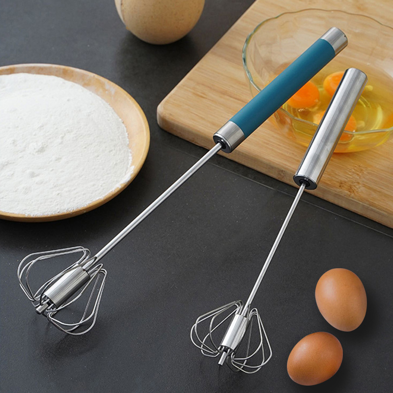 Полуавтоматический венчик из нержавеющей стали ручного типа для домашнего использования, вращающийся венчик для яиц, палочка для взбивания крема