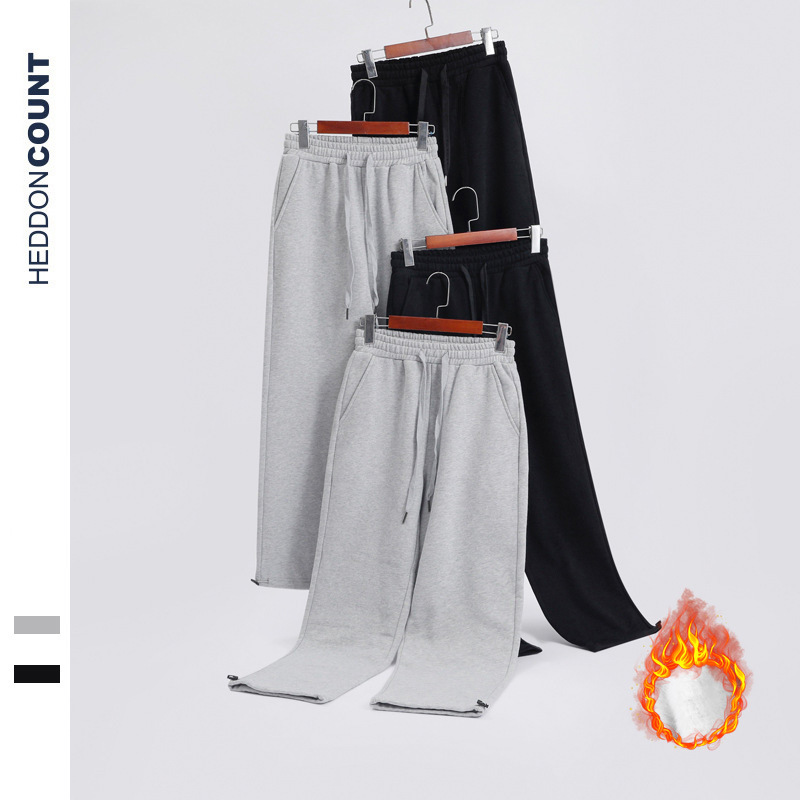 Брюки Dengjue для мужчин, осень 2025, 350 г, тяжелые, свободные, с завязками, спортивные брюки с флисом