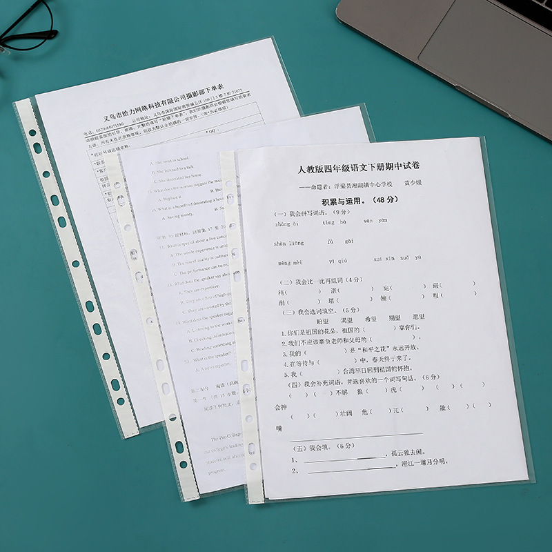 Transparent a4 Loose-leaf Document Bag 11-hole Document Protection Bag Data Storage Insert Office Bag Protective Film Cross-Border