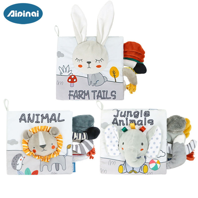 Aipinqi Scandinavian Style Visual Tail Cloth Book Baby Tear-Resistant Cloth Book Chewable Stereo Book Toy Ready for Sale