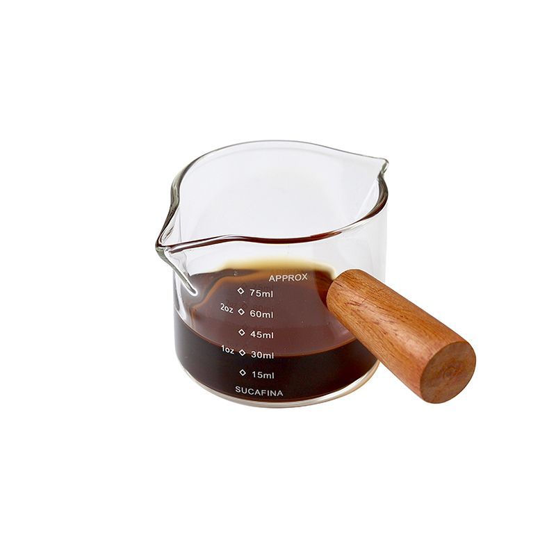 Espresso Wooden Handle Milk Can Double Mouth Small Milk Cup Various Seasoning Sauces Dipping Saucer Tools Extraction Scale Measuring Cup