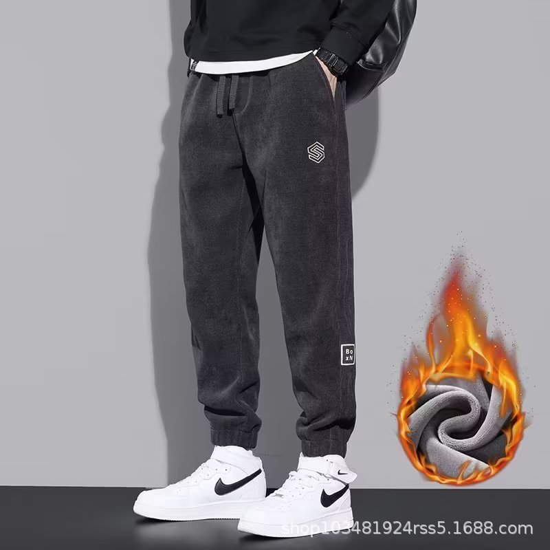 Спортивные штаны с флисовой подкладкой, с завязками на щиколотках, мужские, осень-зима 2023, модные, свободные, молодежные, повседневные