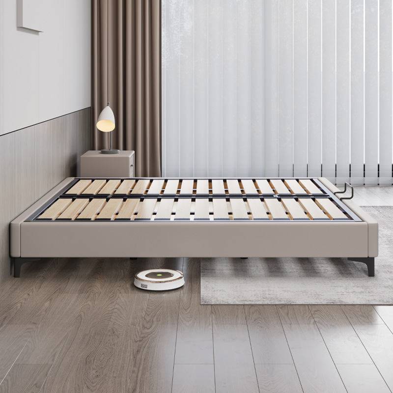 Full Solid Wood Tatami Bed without Headside Steel Wood Silent Rai Frame Bed Frame Modern Simple Side Bed for Small Apartment