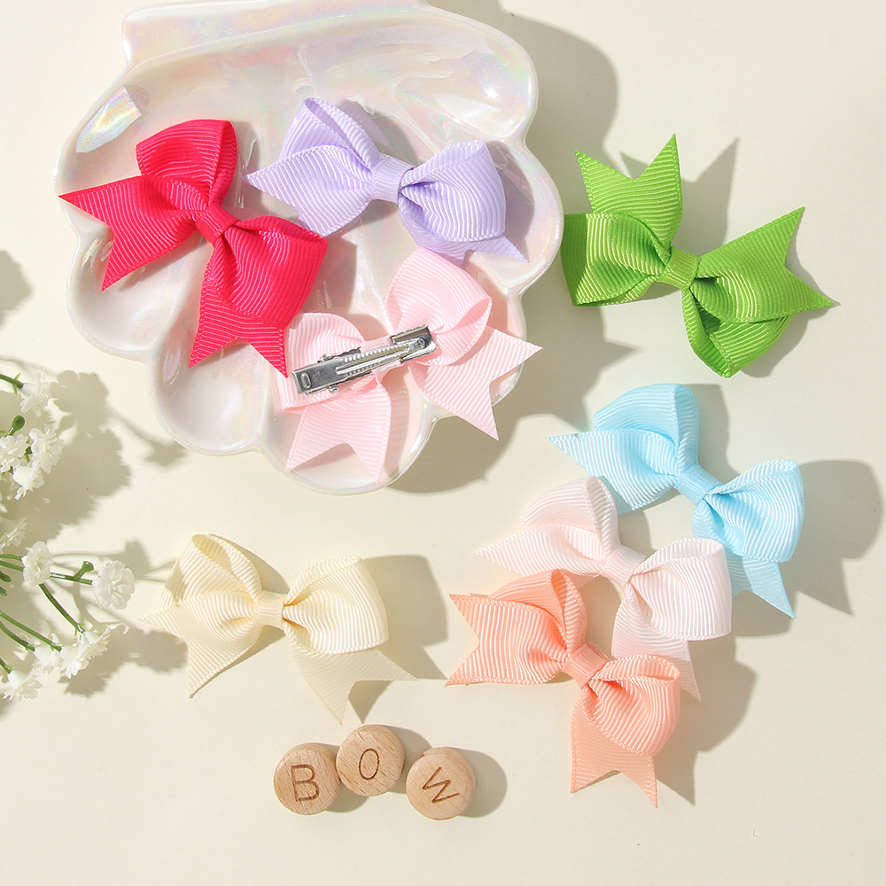 Cross-border Hot Selling Mini Kids Bow Hairpin Baby Baby Hairpin Solid Color Girl Simple Side Clip