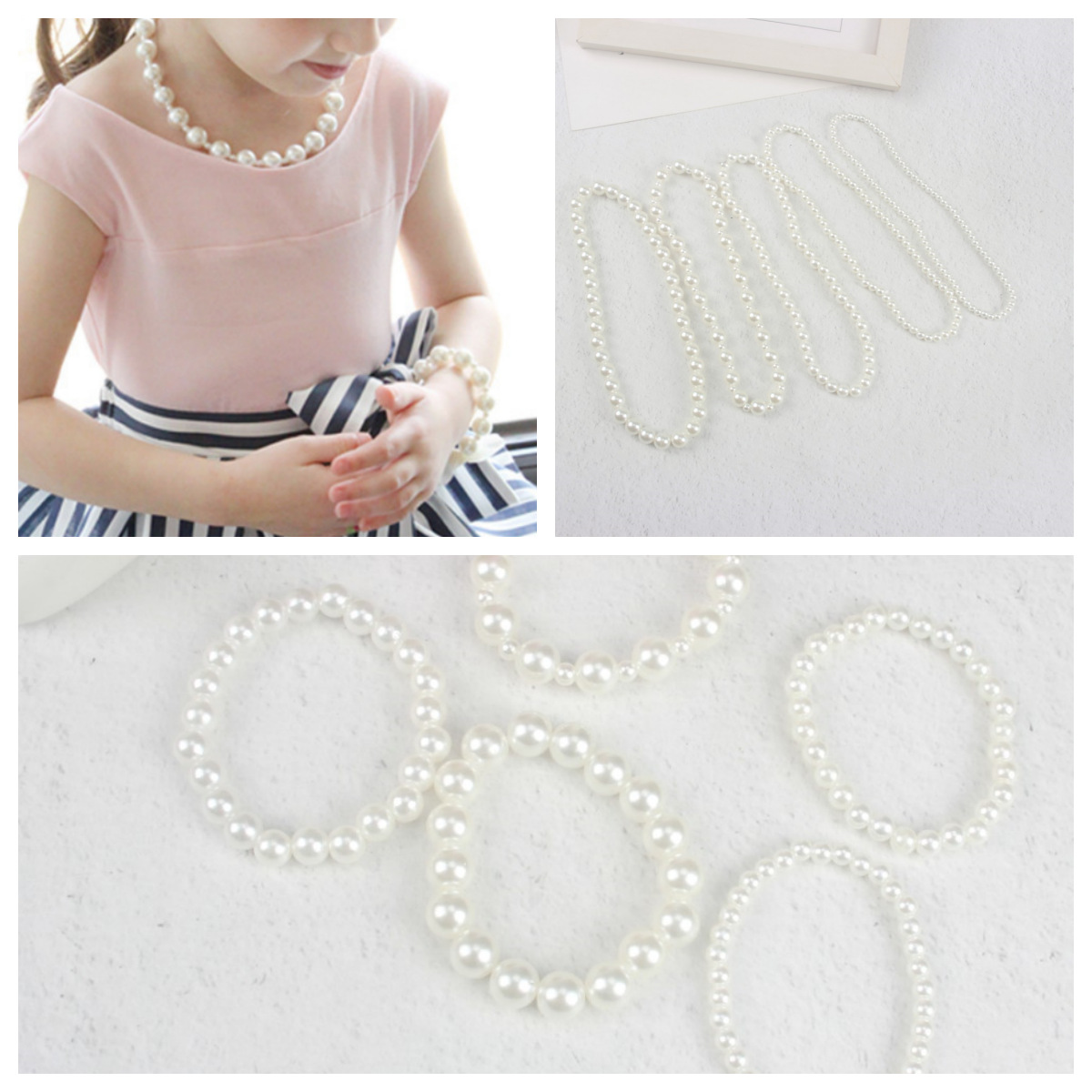 Children's imitation pearl necklace girls plastic pearl beaded handmade small gifts Yiwu jewelry wholesale