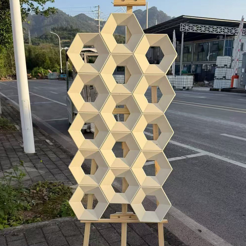 Pu Honeycomb Component Trendy Nine-Grid Hollow Brick Wave Pattern Partition Background Hollow Art Three-Dimensional Decorative Wall