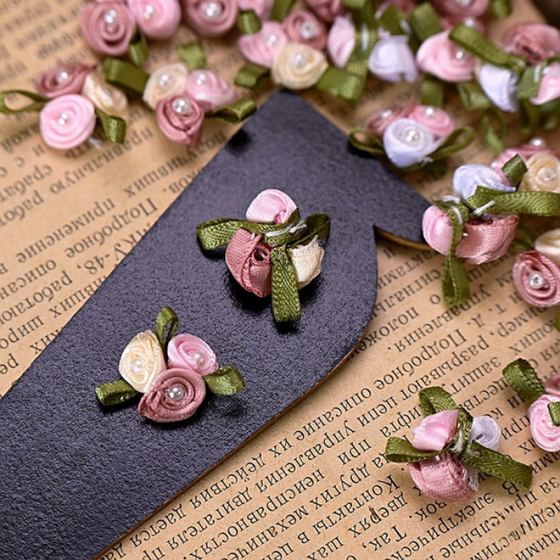 Ribbon Stereo Hand-Sewn Three-Color Small Flower Clothing Accessories Clothing Accessories Headdress Han Dynasty Handmade Appliqué Material