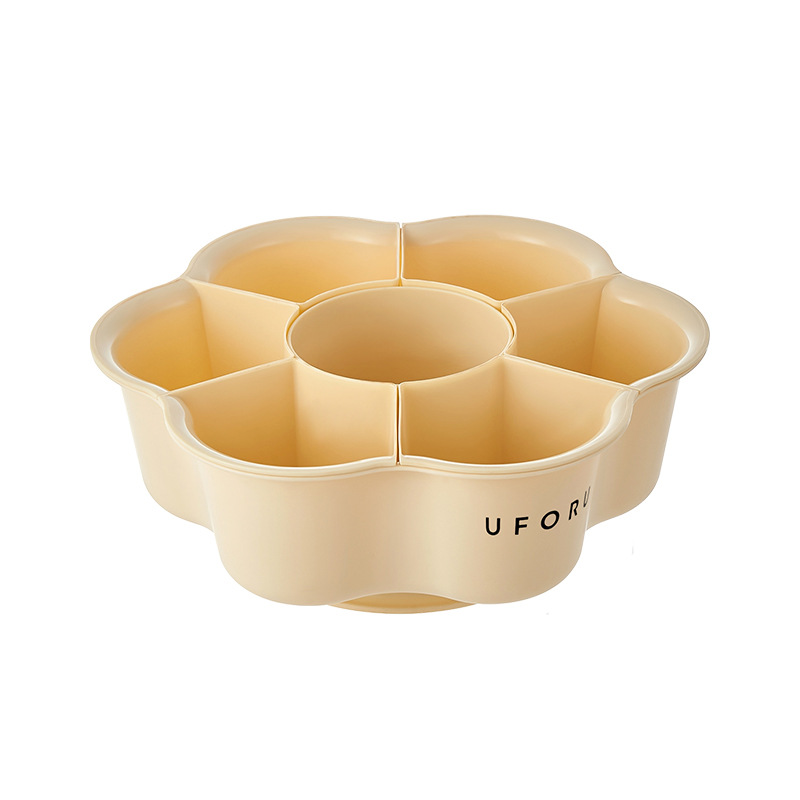 Kitchen Prep Tray Hot Pot Platter Vegetable Tray with Seven Compartments, Rotatable Multifunctional Large Capacity Vegetable Washing Basin with Draining Basket