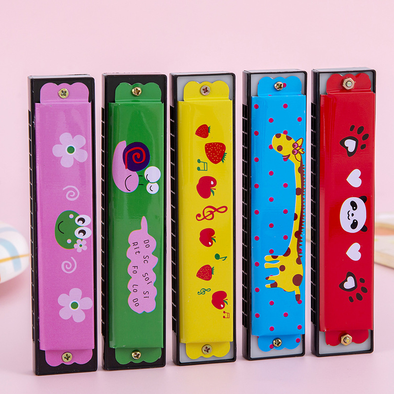 Children's Metal Harmonica Wind Instrument for Kindergarten and Primary School Students, 16-Hole Wooden Push-Type Gift Polyphonic Performance Instrument