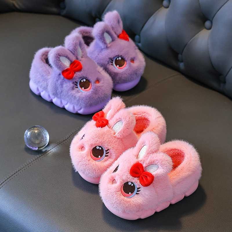 Winter Kidsren's Cotton Shoes Girls Cute Cartoon Princess Warm Furry Shoes 2025 Home Indoor Baby Cotton Slippers
