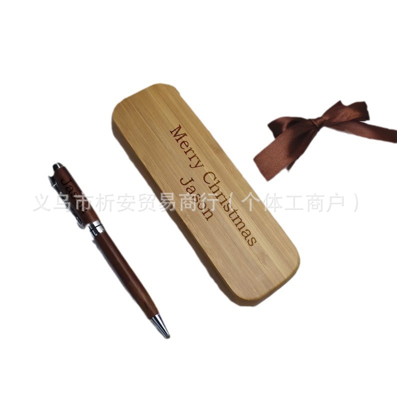 Personalized Pencil Case Engraving logo Bamboo Pen Wooden Signature Pen Business Student Graduation Gift Engraving
