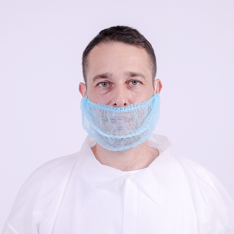 Factory supply beard sleeve disposable non-woven PP dustproof single rib beard sleeve ear hook breathable headwear beard sleeve