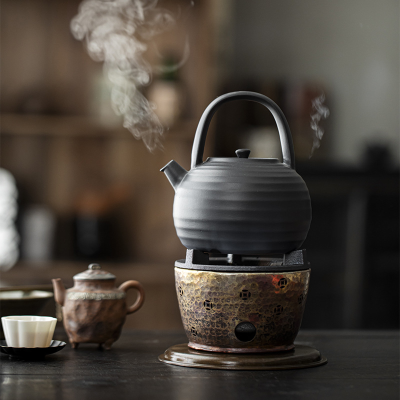 Copper Hammer Pattern Alcohol Stove Carbon Stove Encircled Stove Household Carbon Stove Tea Room Tea Ceremony Tea Maker Warm Tea Stove