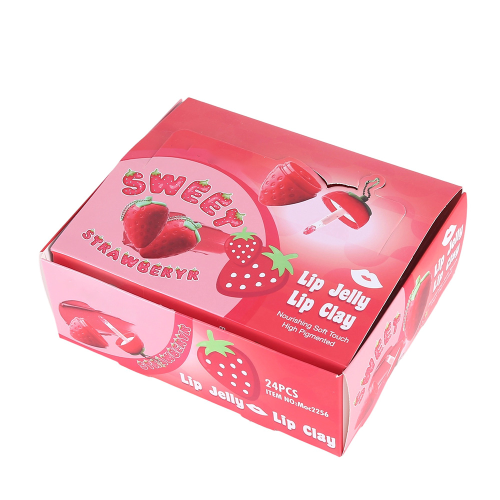 Strawberry Lip Balm Moisturizing and Lightening Lip Lines Lipstick Base Pendant Strawberry Lip Mud Fruit Scented Lip Gloss
