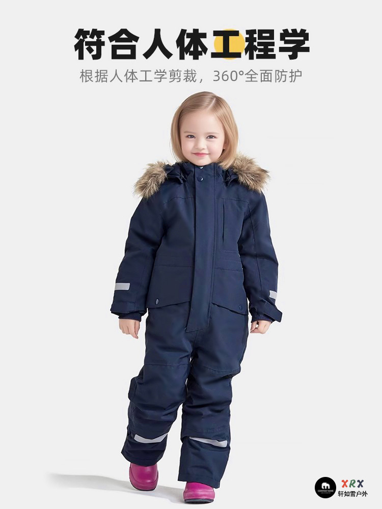 2025 foreign new children's ski clothing suit children's conjoined thickened warm windproof waterproof cotton-padded jacket winter outdoor