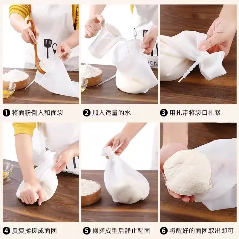 Cross-border Hot-selling Food Grade Silicone Kneading Bag Thickened Large-size Noodles Bag for Home Use