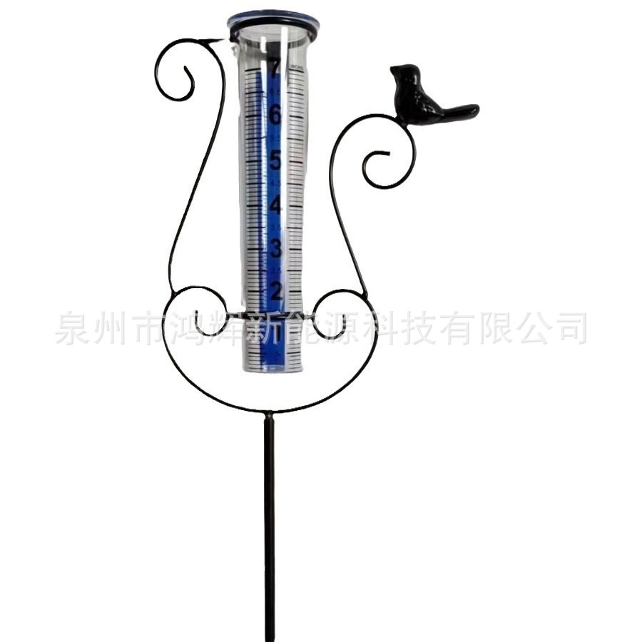 Amazon Garden iron outdoor rain gauge rain gauge crafts plastic with blue stripe large letter measuring cup spiral