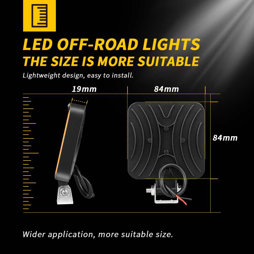 DXZ car LED work light 12v mini plastic square 16 light 48W driving assist light modified headlight