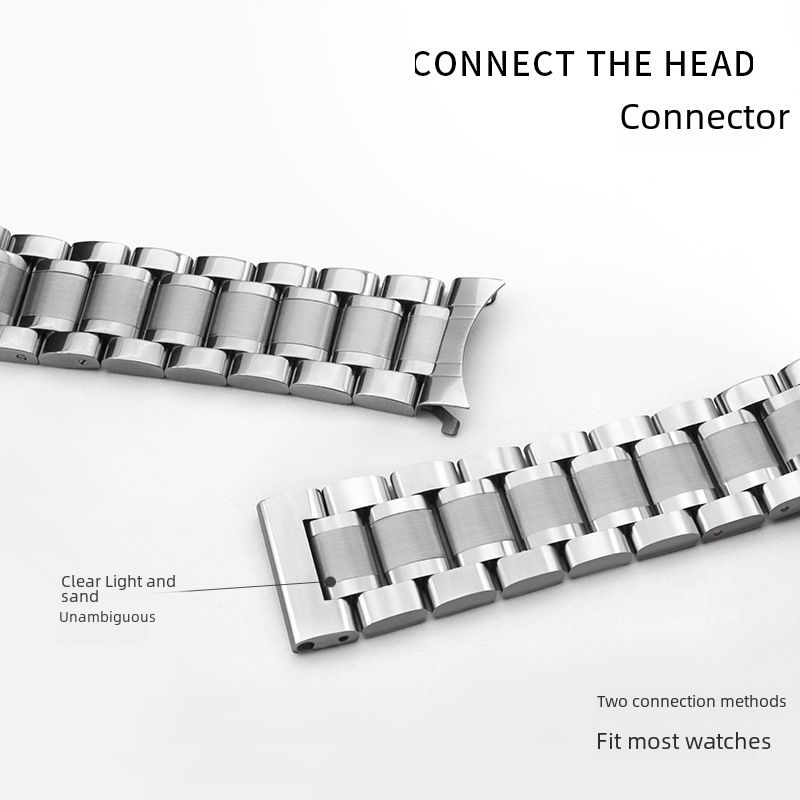 Five-Bead Solid Butterfly Buckle Watch Strap/Suitable for Famous Brands Apple, Samsung, Huawei 304 Stainless Steel Watch Strap