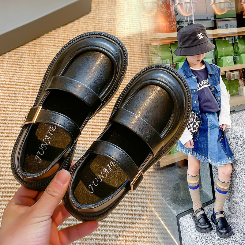 Girls' Leather Shoes New 2024 spring and autumn comfortable girls' single shoes casual shoes performance shoes fashion student children's shoes