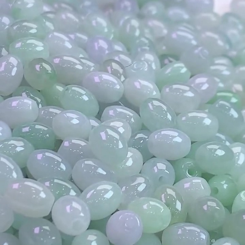 Wholesale Natural Burmese Jade A-Grade Unisex Barrel Beads Jade Beads Jewelry