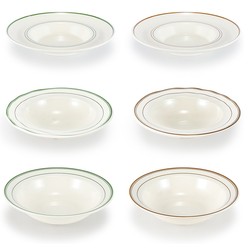 Тарелка для супа из меламина, имитация фарфора, глубокая, для отелей и ресторанов, креативная тарелка с широким краем, для пасты, коммерческая