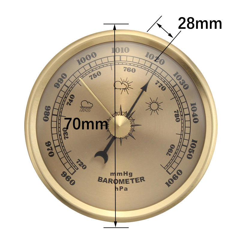 Large barometer temperature and humidity meter British film empty metal box copper many specifications diameter