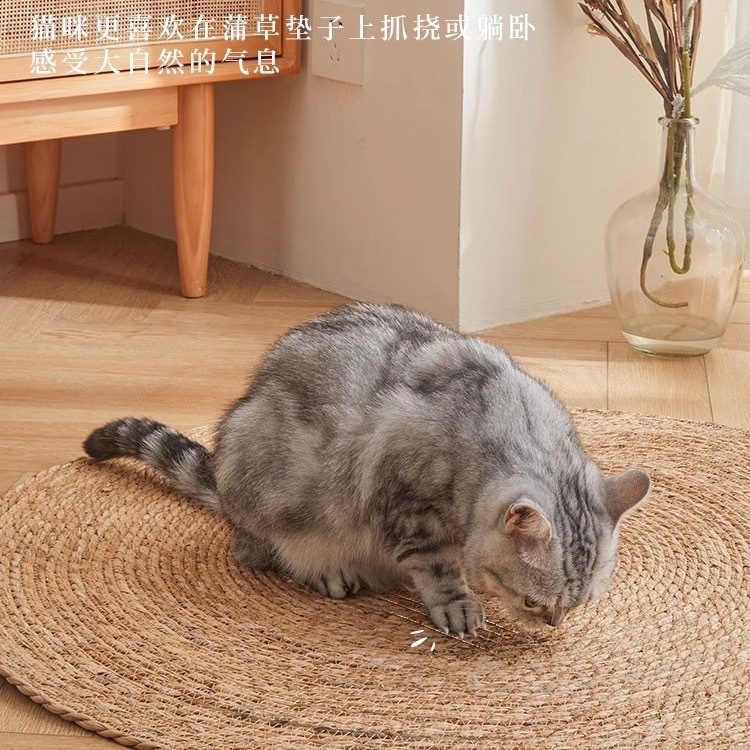 Amazon Cross-border Cattail Cat Scratch Board Scratch-resistant Scratch-resistant Hand-woven Floor Mat Floor Mat Cushion Home Cushion