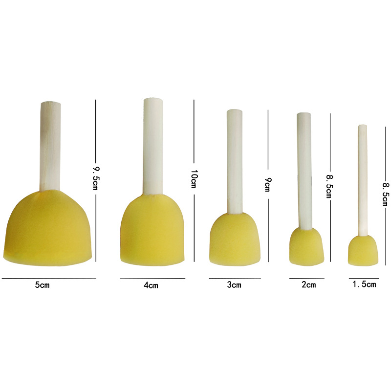 Factory wholesale wooden handle round mushroom sponge painting brush Children diy painting sponge seal brush graffiti art brush