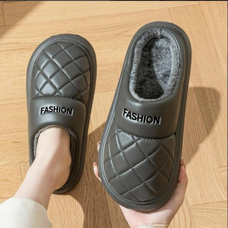 Теплые хлопковые тапочки для мужчин с толстой подошвой, новые домашние тапочки, флисовая подкладка