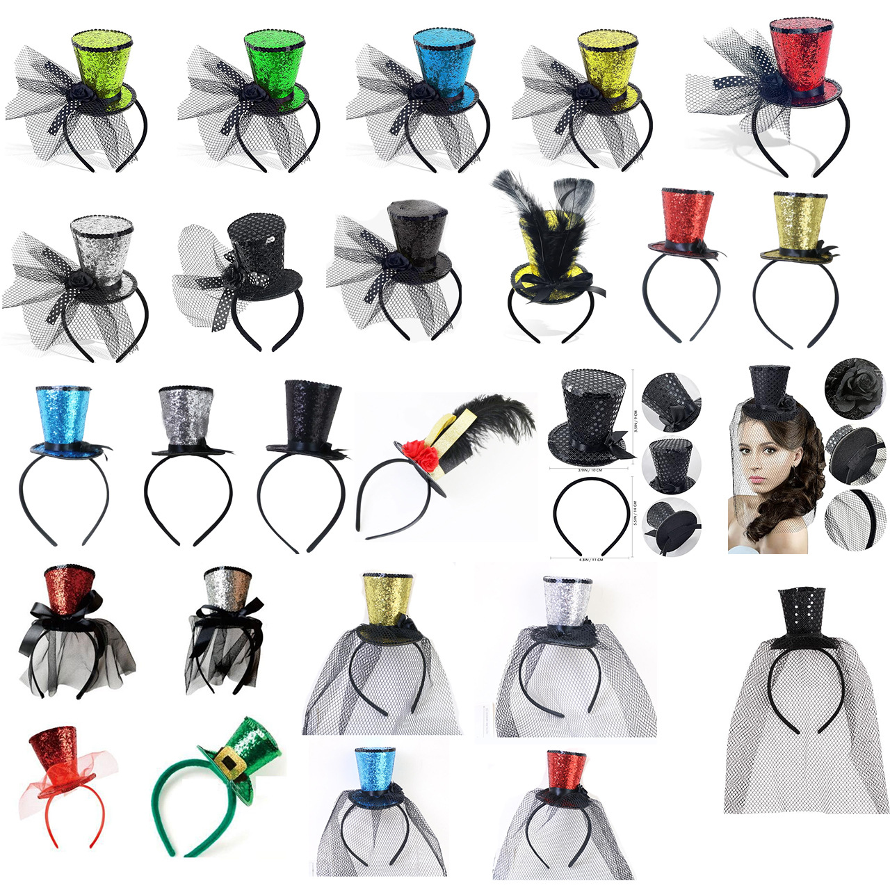 2025 карнавальная декорация блестящая шляпа повязка на голову праздник косплея для детей и взрослых