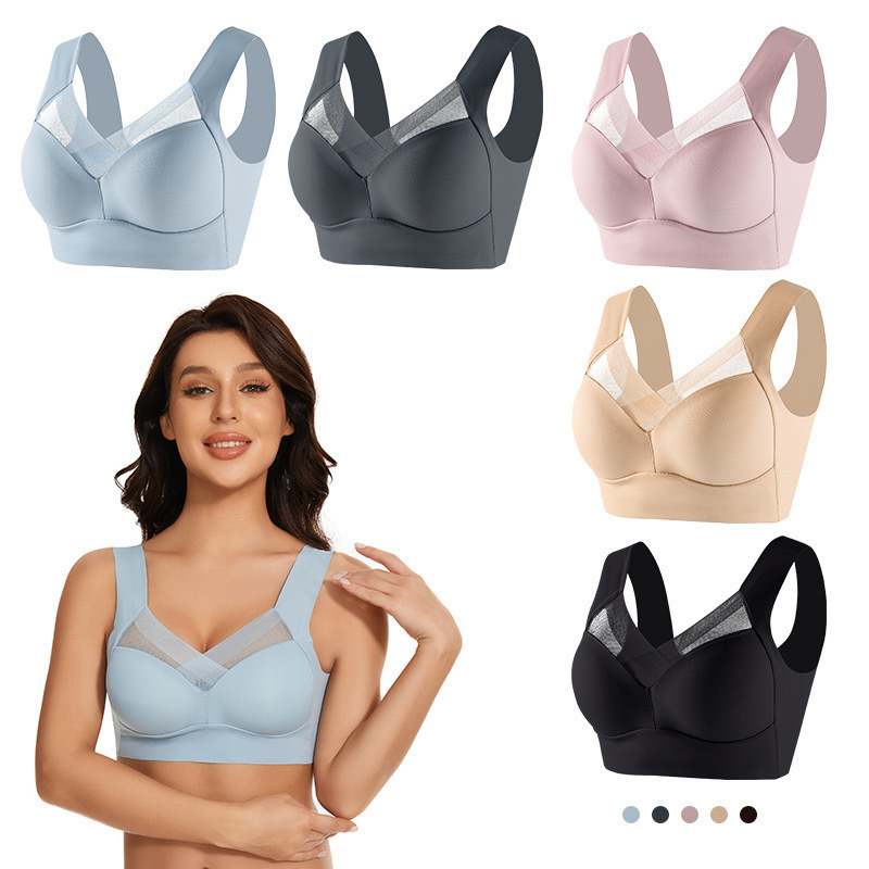 plus size Group Cross-border Ice Silk Traceless Sports Bra Women's Underwear Push-up Anti-sagging Paramilis Sexy Bra