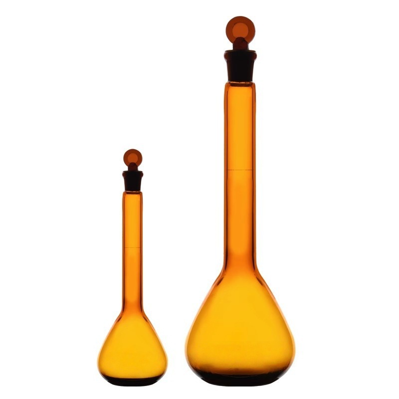 In-Stock Laboratory Stoppered Glass Volumetric Flask 50 100 250 500ml Thickened Peach-Shaped Sealed Quantitative Flask