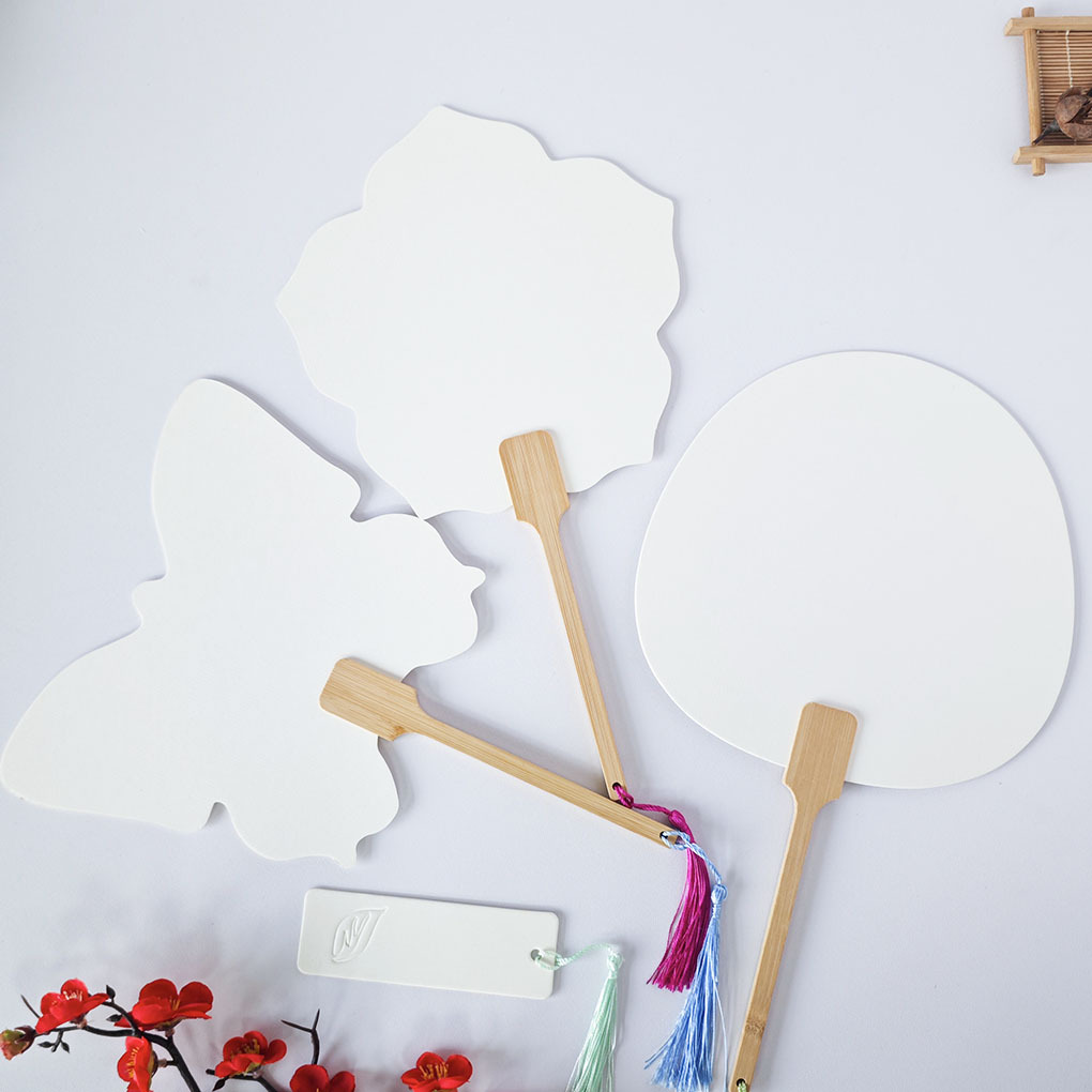 Blank Fan Double-Sided Thickened Fan for Advertising Custom Ancient Style Calligraphy Creation Lacquer Fan Material Kit Round Fan DIY